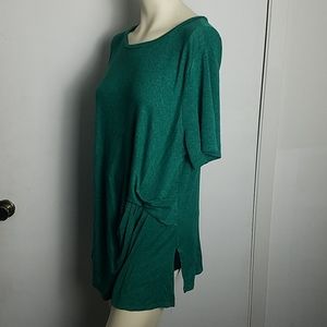 GREEN Dress Shirt with Ruching on left side.